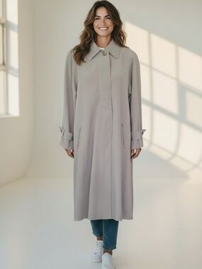 UTEX Classic Vintage Long Beige Trench Coat Fluid Duster Jacket - Long Coat - 9